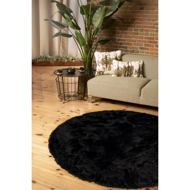 Luxe Arlington 6 Faux Sheepskin Circular Rug Plush Soft White Image 12