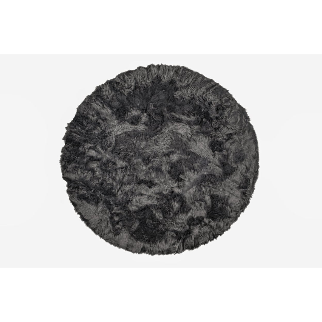 Luxe Faux Sheepskin Circular Rug 6ft Soft Natural Color 1-Piece Image 1