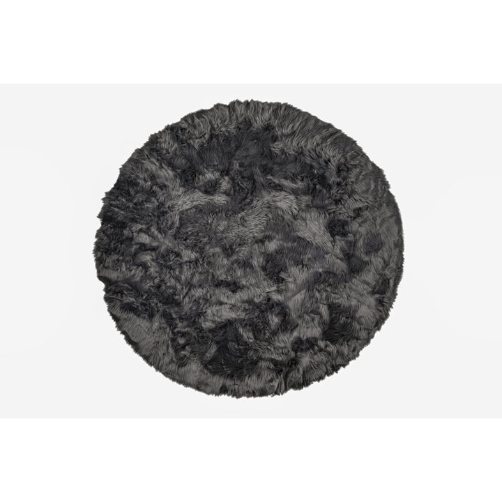 Luxe Faux Sheepskin Circular Rug 6ft Soft Natural Color 1-Piece Image 1