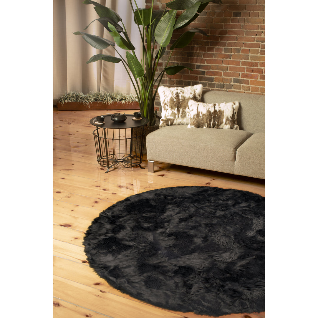 Luxe Faux Sheepskin Circular Rug 6ft Soft Natural Color 1-Piece Image 9