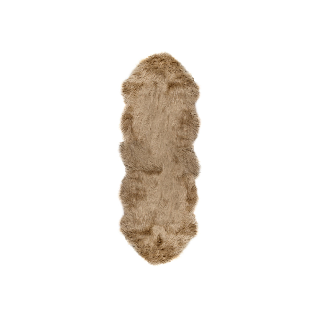 Luxe Gordon Faux Sheepskin Rug 2x6 Natural Color 100% faux Image 10