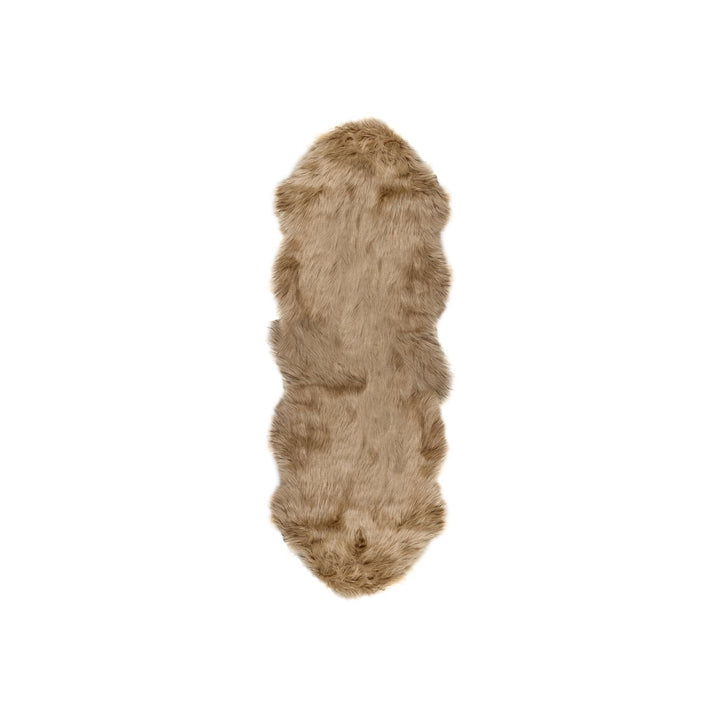 Luxe Gordon Faux Sheepskin Rug 2x6 Natural Color 100% faux Image 1