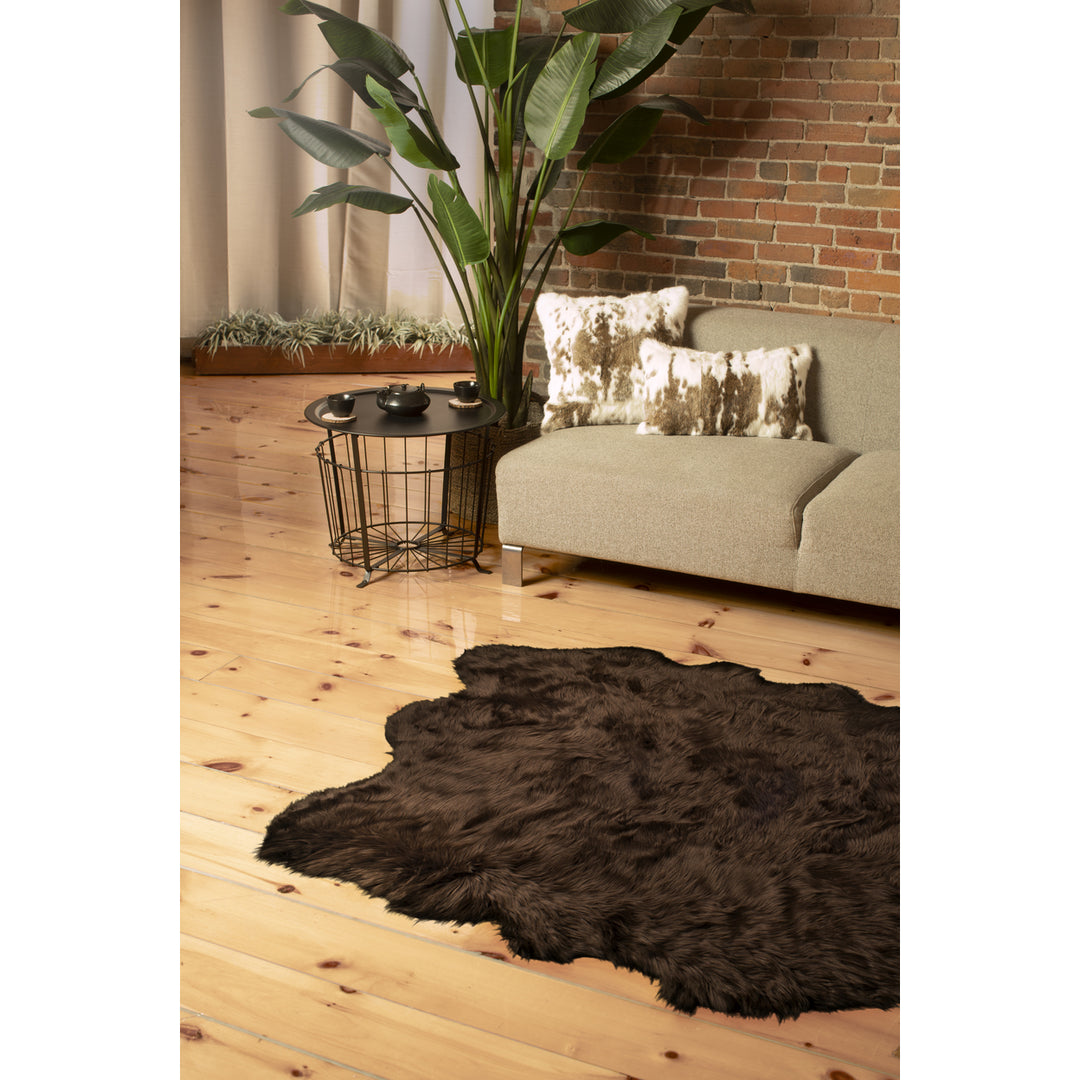 Luxe Gordon Faux Sheepskin Rug 5x6 Natural 100% Wool Soft Plush Image 3