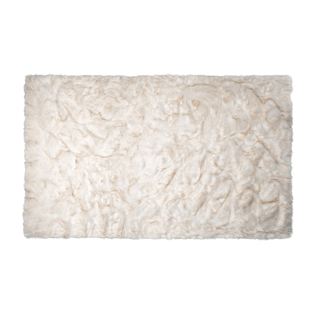 Luxe Hudson Faux Sheepskin Rug 5x8 Natural Soft Textured Indoor Image 1