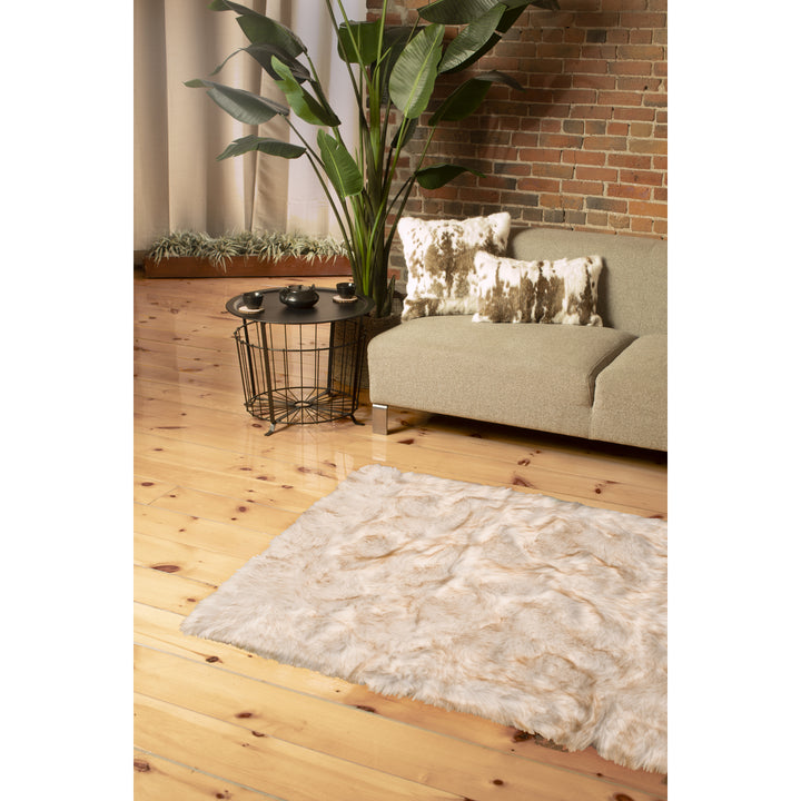 Luxe Hudson Faux Sheepskin Trio Rug 3x5 Natural Soft Area Rug Image 6