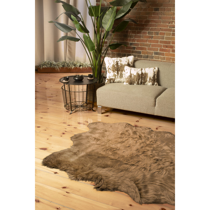 Luxe Gordon Faux Sheepskin Rug 5x6 Natural 100% Wool Soft Plush Image 12