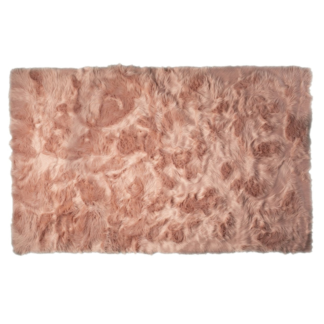 Luxe Hudson Faux Sheepskin Rug 5x8 Natural Soft Textured Indoor Image 1