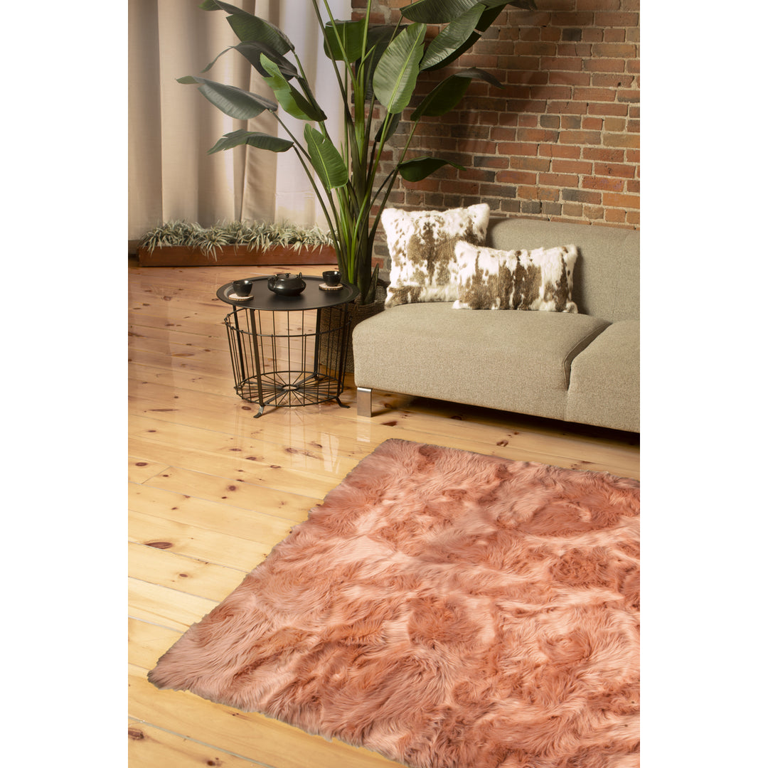 Luxe Hudson Faux Sheepskin Rug 5x8 Natural Soft Textured Indoor Image 12