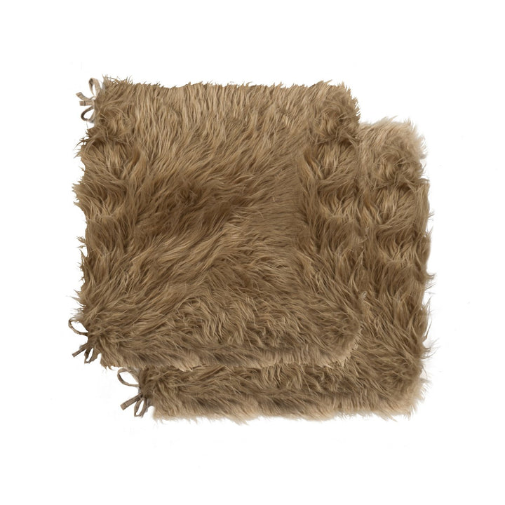 Luxe Faux Sheepskin Chair Pad 2-Piece 17x17 Micro Suede Backing Image 1