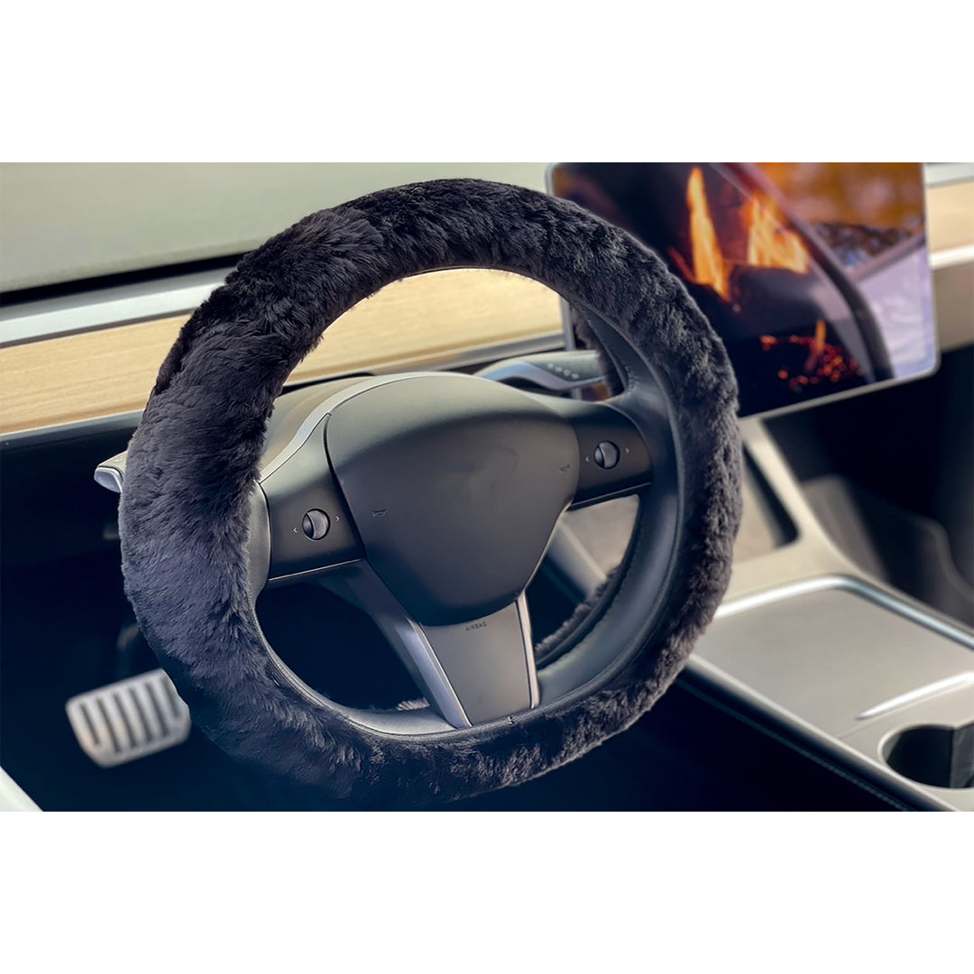 Natural Sheepskin Steering Wheel Cover 14-16 Inch Universal Fit Zealand Wool Image 5