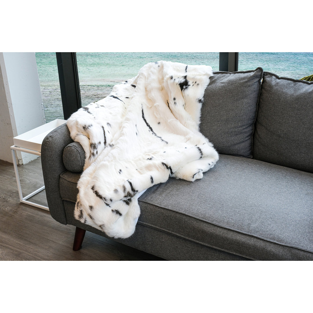 Natural Rabbit Throw Blanket 50"x60" 100% faux Classic Soft Warm Image 7