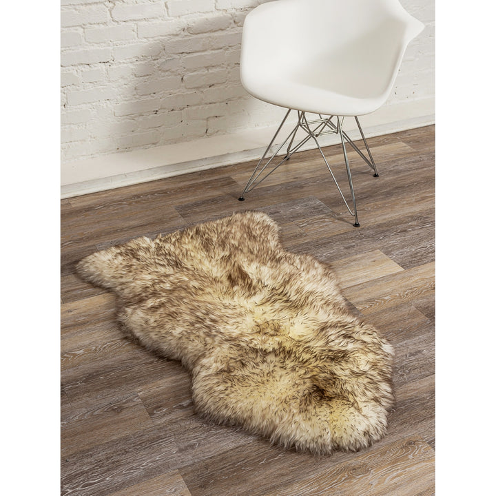 Milan Sheepskin Rug 2x3 Natural faux Single Piece Soft Touch Image 4