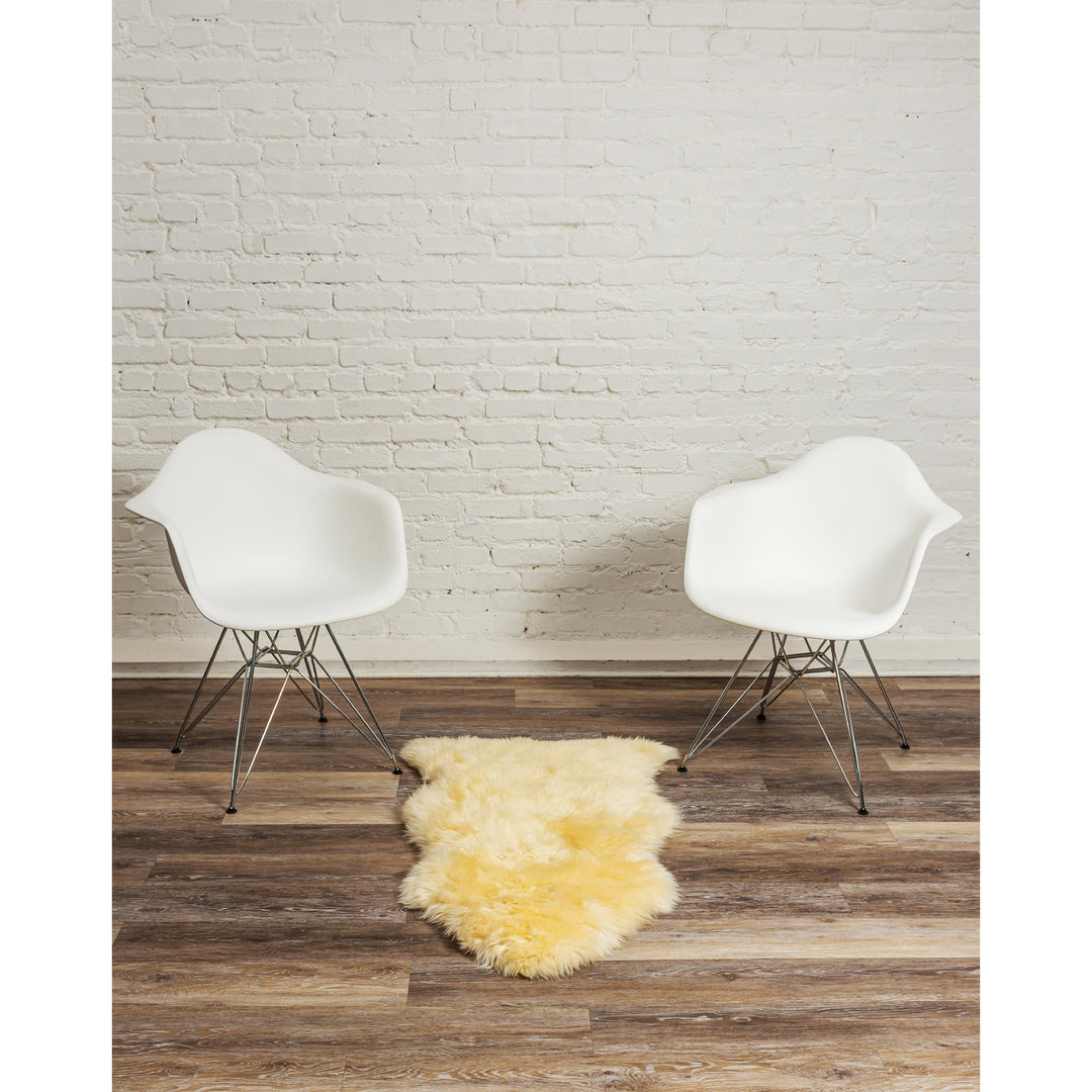 Milan Sheepskin Rug 2x3 Natural faux Single Piece Soft Ivory Image 9