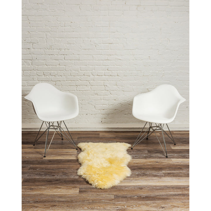 Milan Sheepskin Rug 2x3 Natural faux Single Piece Soft Ivory Image 9