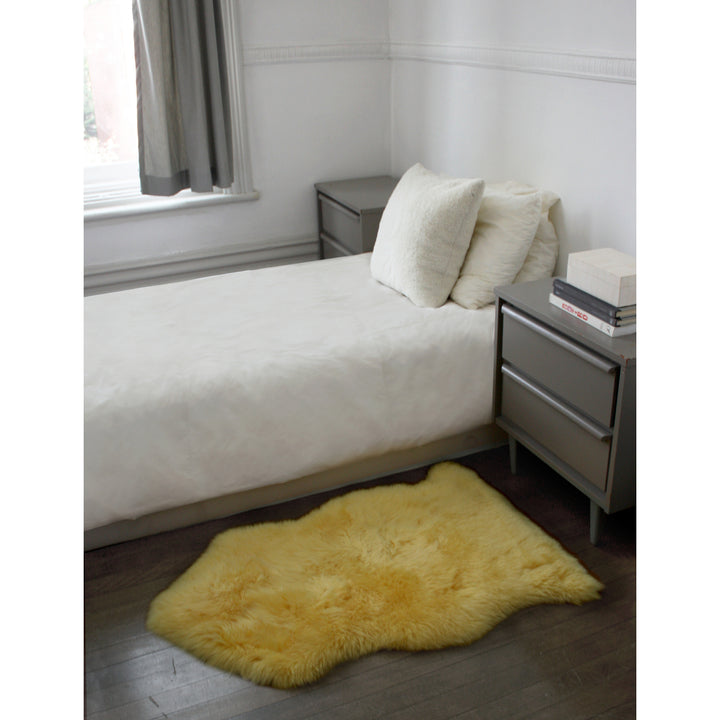 Milan Sheepskin Single Rug 2x3 100% Natural faux Soft Ivory Color Image 9