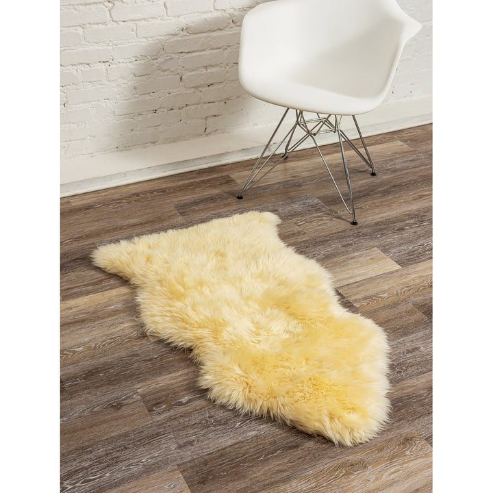 Milan Sheepskin Rug 2x3 Natural faux Single Piece Soft Ivory Image 10