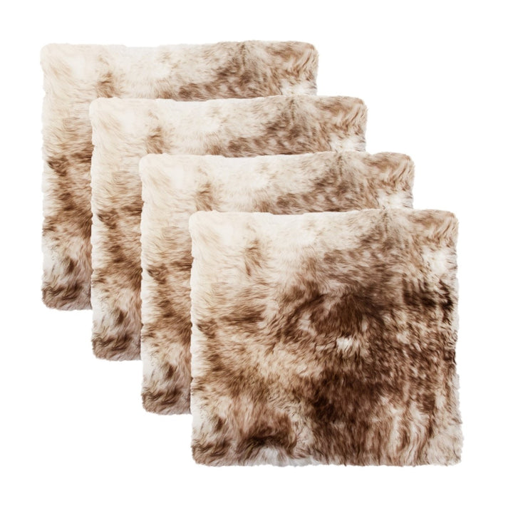 Zealand Sheepskin Chair Pad 4-Piece Set 17x17 Natural Color Anti-Skid Backing Image 1