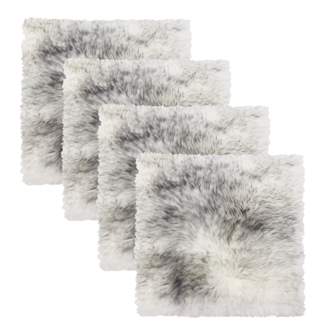 Zealand Sheepskin Chair Pad 4-Piece Set 17x17 Natural Color Anti-Skid Backing Image 3