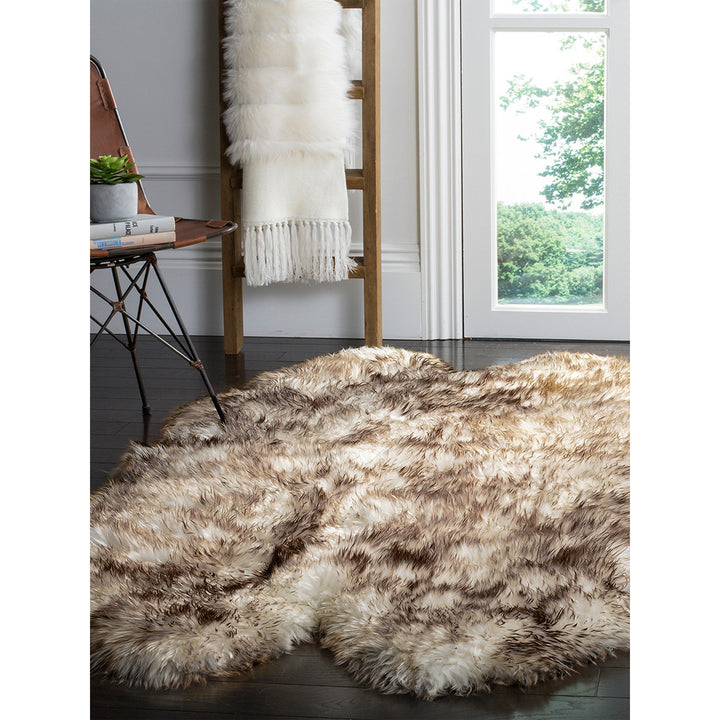 Zealand Sheepskin Quattro Rug 4x6 Natural 100% faux Soft Image 3