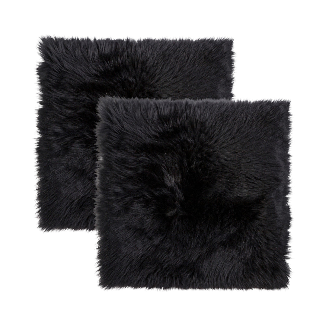 Zealand Sheepskin Chair Pad Set 17x17 2 Piece 2 Inch Pile Soft Micro Suede Image 1