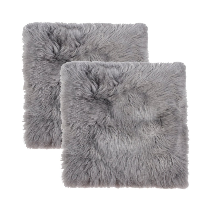 Zealand Sheepskin Chair Pad Set 17x17 2 Piece 2 Inch Pile Soft Micro Suede Image 1