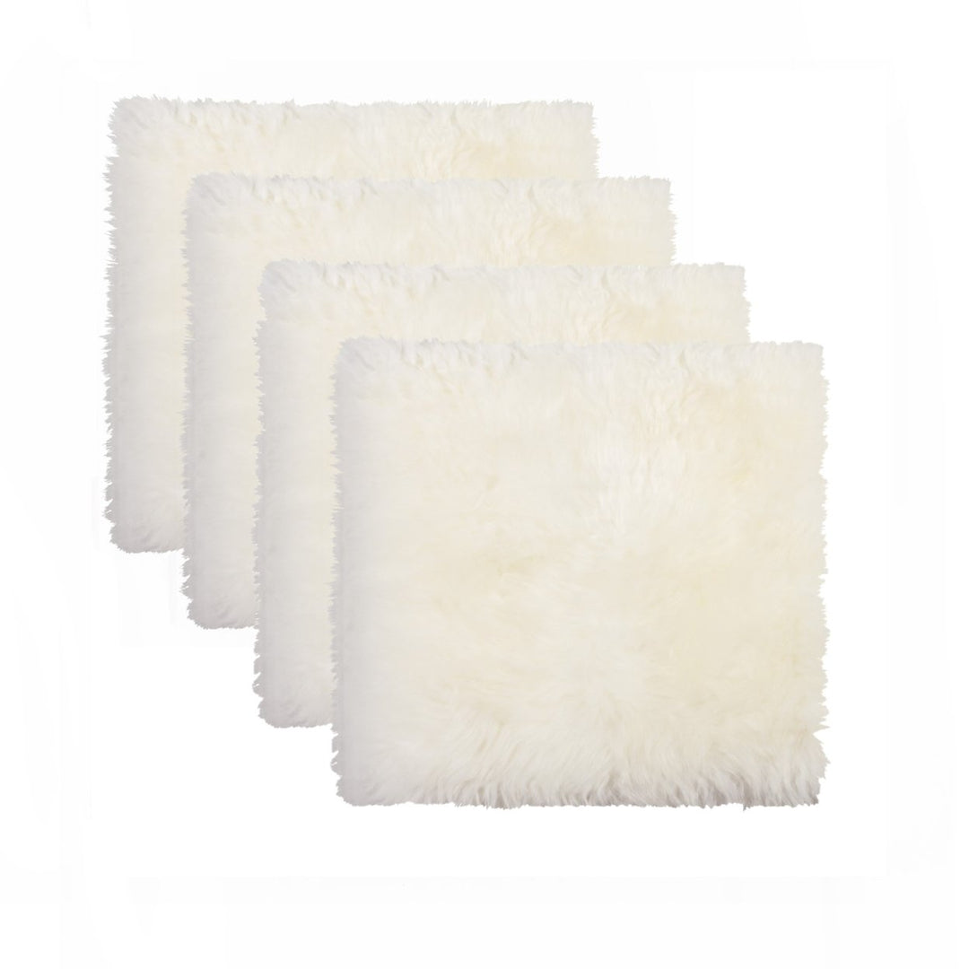 Zealand Sheepskin Chair Pad 17x17 Anti-Skid 4-Piece Set Taupe Color Image 1