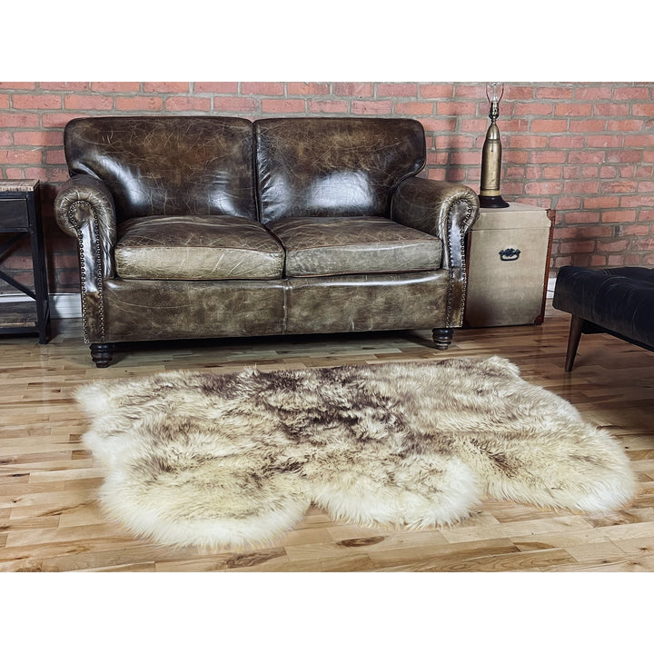 Natural  Zealand Sheepskin Trio Rug 3x5 100% faux Soft White Image 3