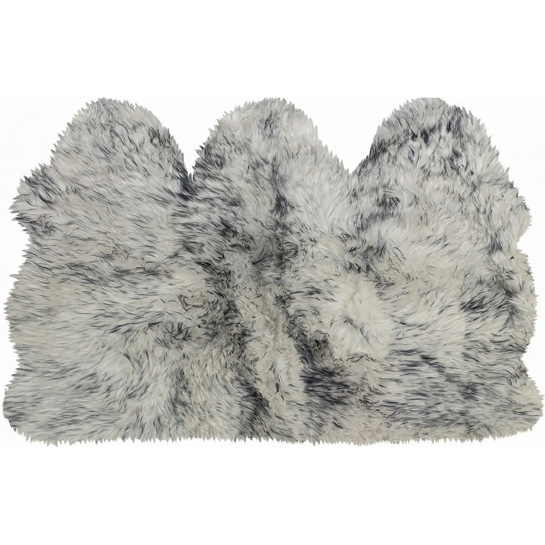 Natural  Zealand Sheepskin Trio Rug 3x5 100% faux Soft White Image 4