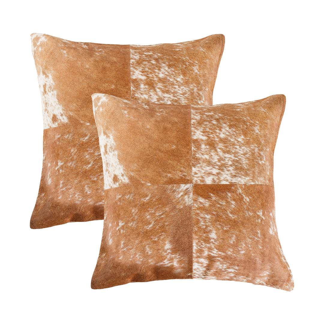 Torino Cowhide Pillow Set 18x18 Natural Color 100% Indian Cowhide 2-Piece Image 3