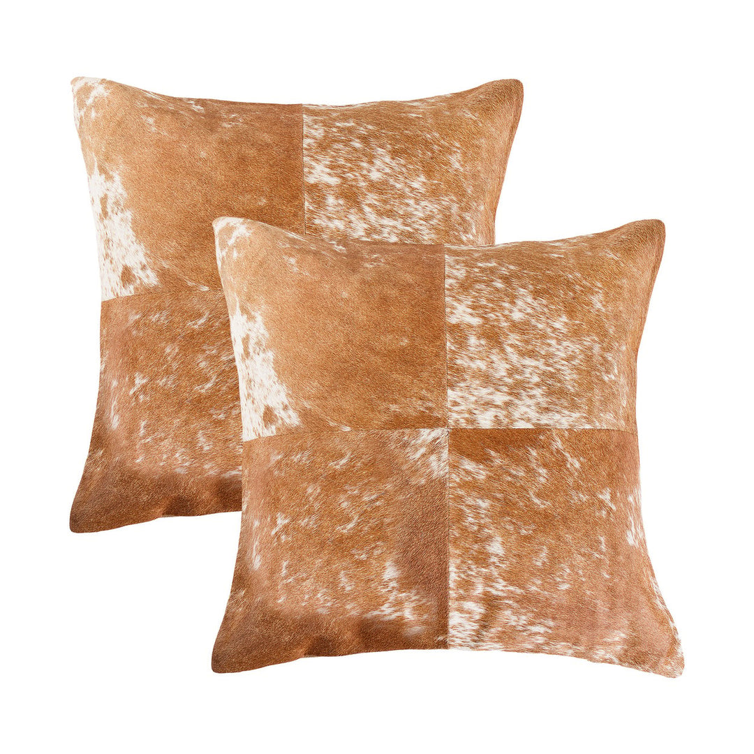 Torino Cowhide Pillow Set 18x18 Natural Color 100% Indian Cowhide 2-Piece Image 1