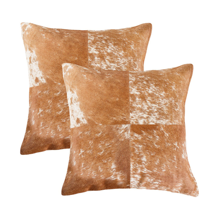 Torino Cowhide Pillow Set 18x18 Natural Color 100% Indian Cowhide 2-Piece Image 1