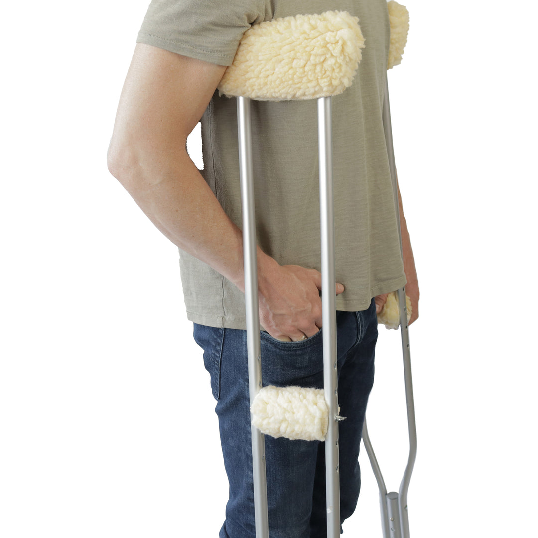 Natural Medical Sheepskin Crutch Covers 4-Piece 8x4.5 inch Adjustable Image 5