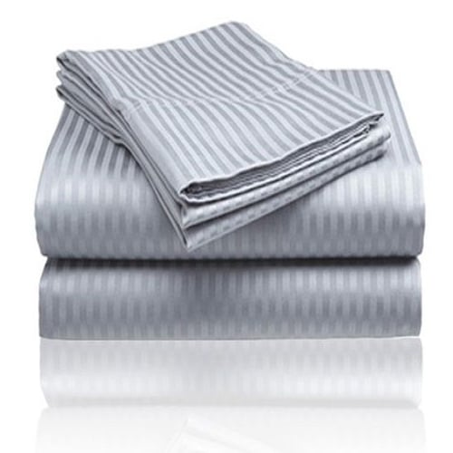 1800 Series Embossed Striped Bed Sheet Collection 4-Piece Ultra Soft Microfiber Image 3