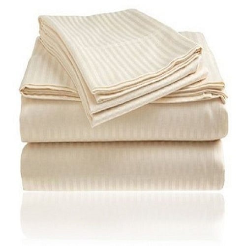 1800 Series Embossed Striped Bed Sheet Collection 4-Piece Ultra Soft Microfiber Image 4