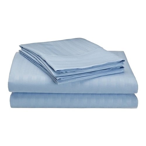 1800 Series Embossed Striped Bed Sheet Collection 4-Piece Ultra Soft Microfiber Image 5