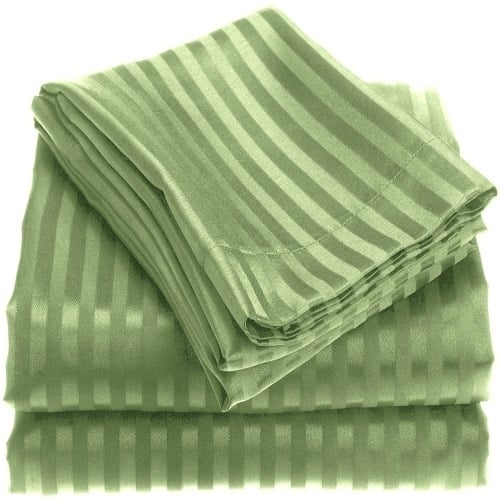 1800 Series Embossed Striped Bed Sheet Collection 4-Piece Ultra Soft Microfiber Image 7