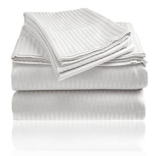 1800 Series Embossed Striped Bed Sheet Collection 4-Piece Ultra Soft Microfiber Image 9