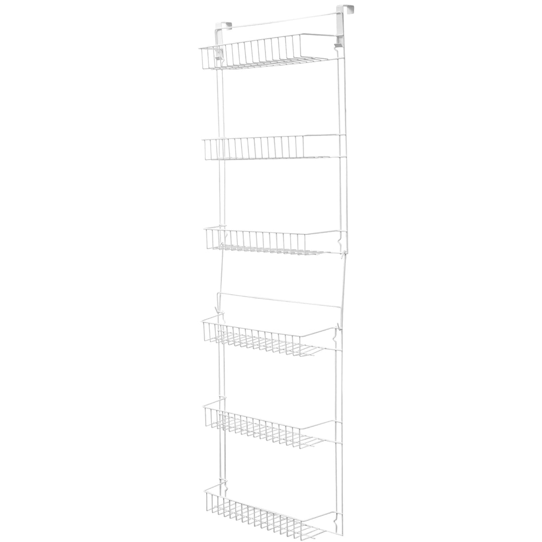 Over the Door Organizer 6-Tier Pantry Shelves Rack for Kitchen Storage, White Image 1