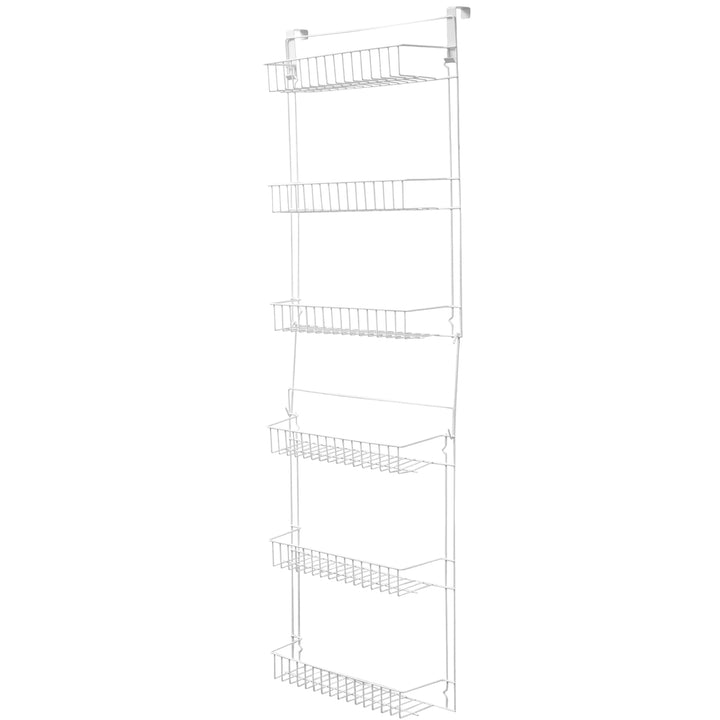 Over the Door Organizer 6-Tier Pantry Shelves Rack for Kitchen Storage, White Image 1