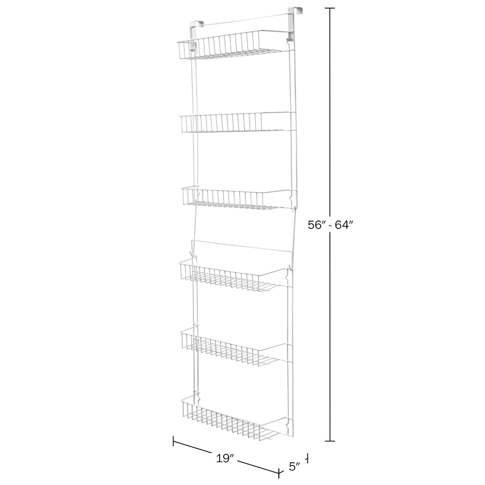 Over the Door Organizer 6-Tier Pantry Shelves Rack for Kitchen Storage, White Image 2