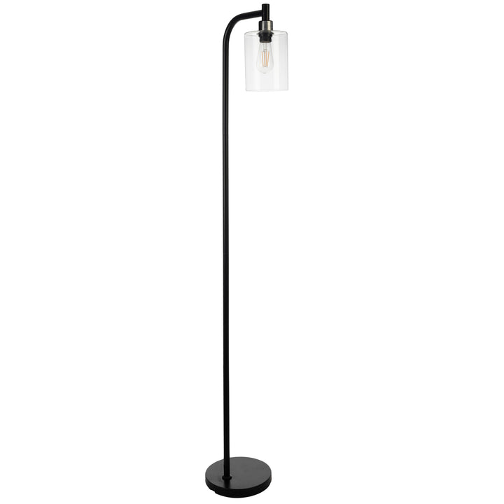 Modern 65in Tall Black Floor Lamp with Glass Shade LED Bulb for Home Office Image 1