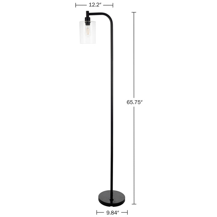 Modern 65in Tall Black Floor Lamp with Glass Shade LED Bulb for Home Office Image 2