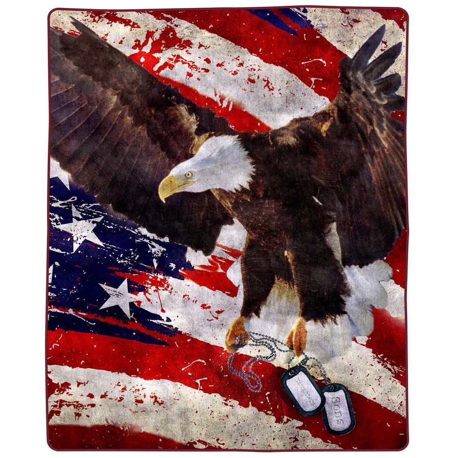 Full Queen Size Luxury Mink Blanket Eagle Flag Super Soft 80 x 92 Inch 8 lbs Image 1