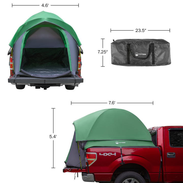 Water Resistant 2 Person Truck Bed Camping Tent for 5.5 to 6ft Beds Green Image 2