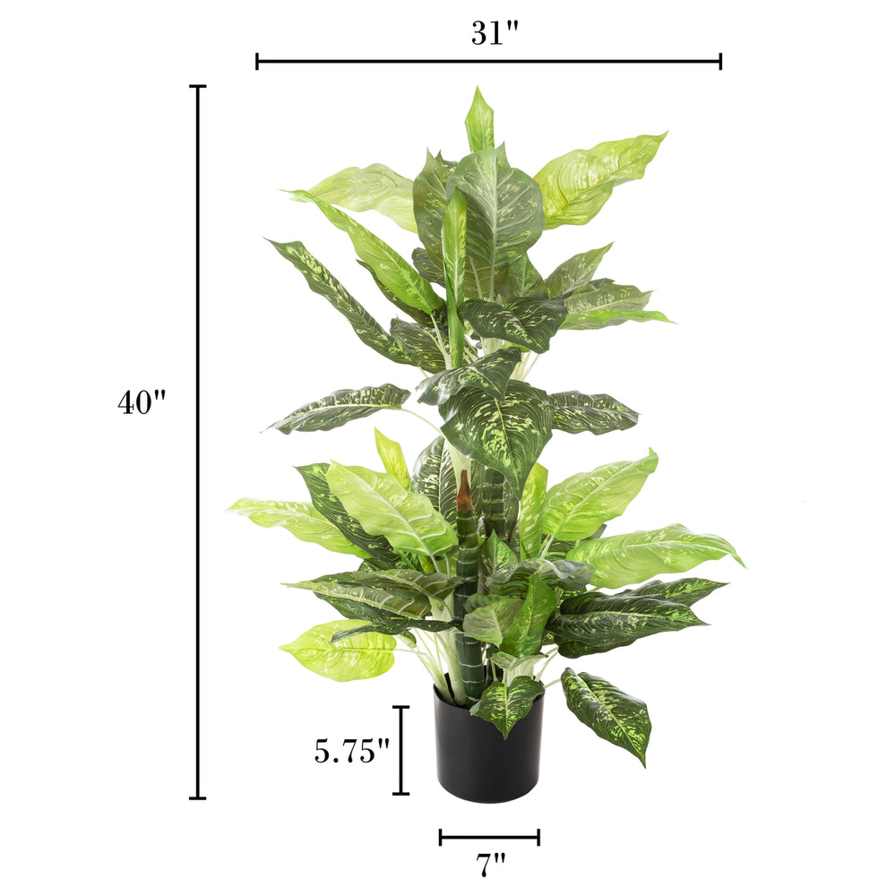 40 Inch Dieffenbachia Faux Plant Indoor Home Accent Decor Leaves Artificial Image 2