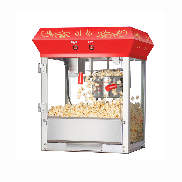 4oz Stainless Steel Popcorn Machine Red Warming Deck Old Maids Drawer 550W Image 1