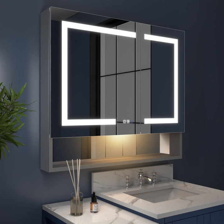 Ample 36" W x 32" H Surface or Recessed Mount Led Light Medicine Cabinet with Mirror Image 8