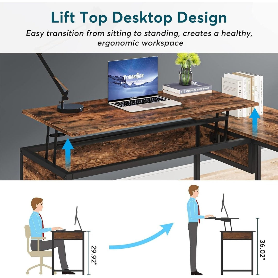 Tribesigns L-Shaped 59" Large Computer Desk with Drawers, Corner Desk with Lift Top Image 5