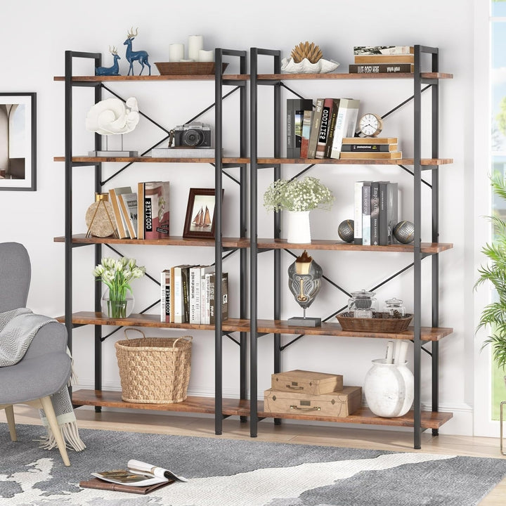 Tribesigns 5 Tier Black Bookshelf, Modern Etagere Bookcase with Metal Frame, Tall Book Shelf Unit Image 2