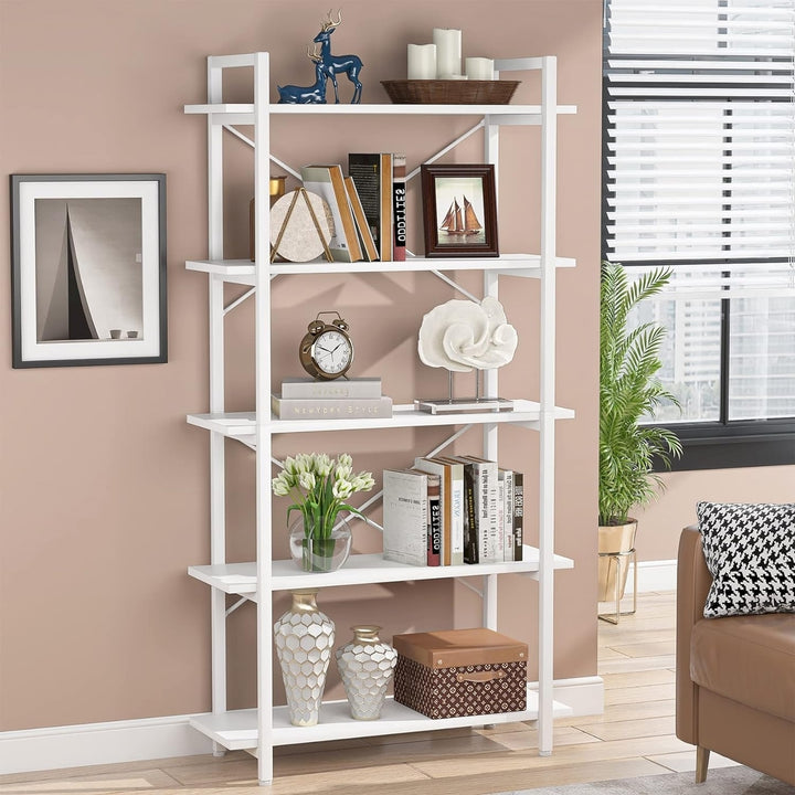 Tribesigns 5 Tier Black Bookshelf, Modern Etagere Bookcase with Metal Frame, Tall Book Shelf Unit Image 5